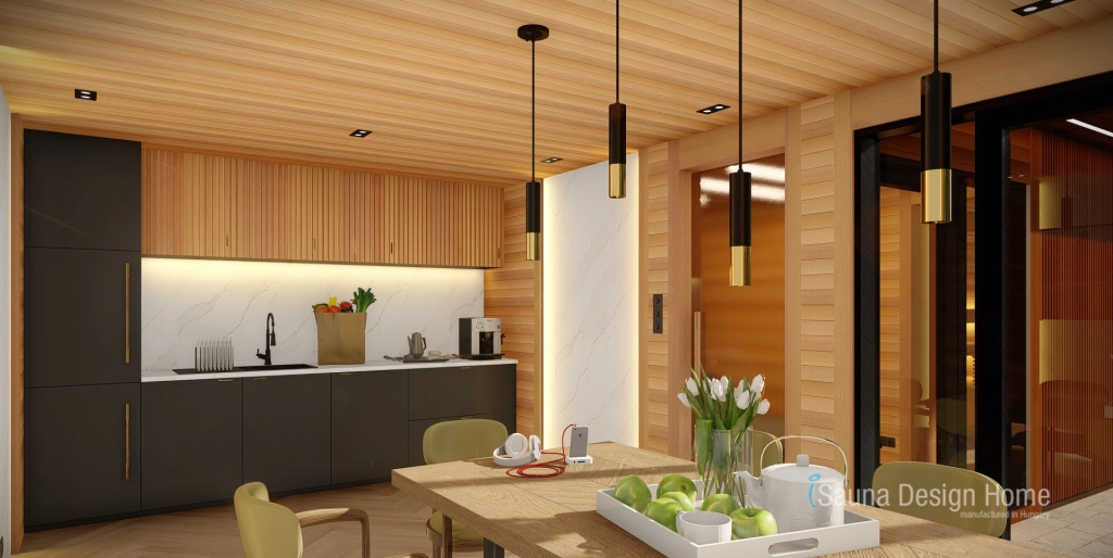 Küche, Essbereich und Durchgang