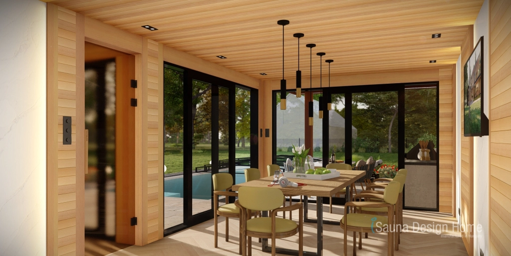 Essbereich mit Schiebetüren