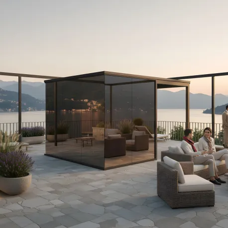 Premium Wellness Spiegelglas Sauna