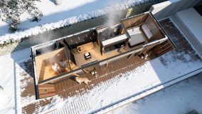 Schlafbereich im Wellness Rückzugsort mit Tageslicht