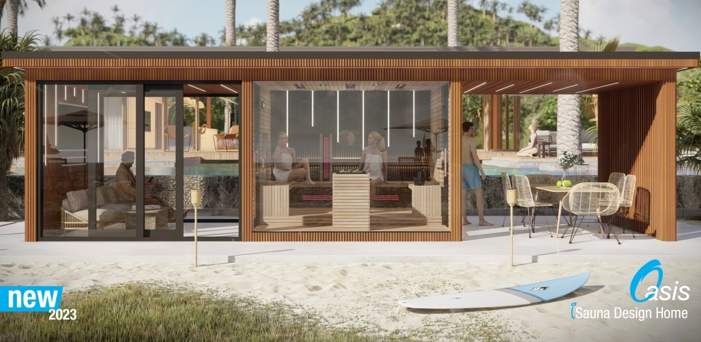 Saunahaus mit Wintergarten und Schiebetür - Oasis