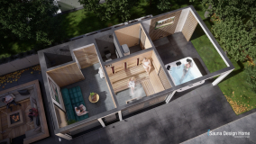 Außen Saunahaus in einer privaten Penthouse