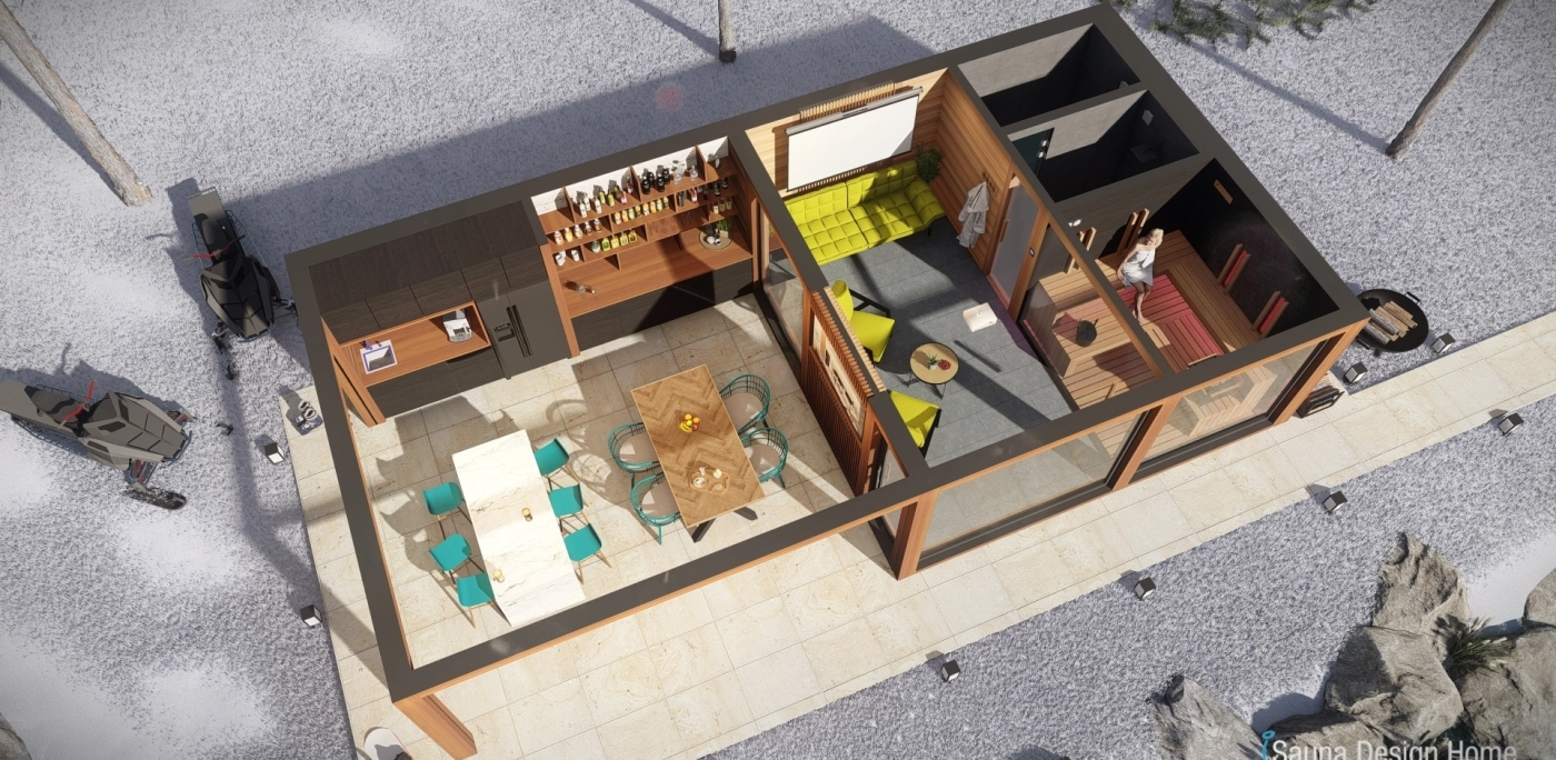 Saunahaus mit energiesparender Technik