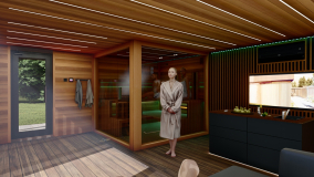 Saunahaus mit Sauna und Ruheraum