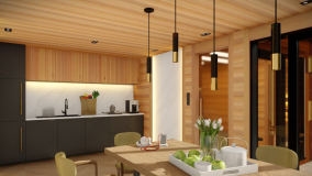 Küche, Essbereich und Durchgang