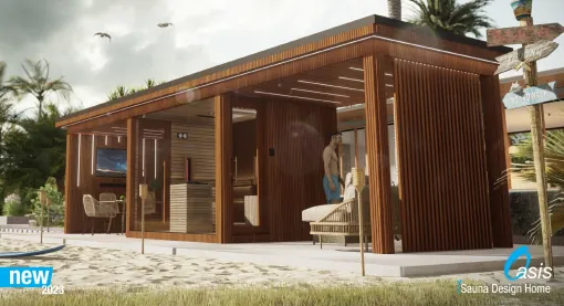 Unser modular zusammenbaubares Saunahaus Oasis von 4 Jahreszeiten