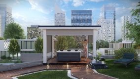 Pergola mit zipSCREEN Sonnenschutz in Weiß.