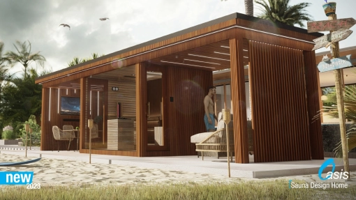 Unser modular zusammenbaubares Saunahaus Oasis von 4 Jahreszeiten