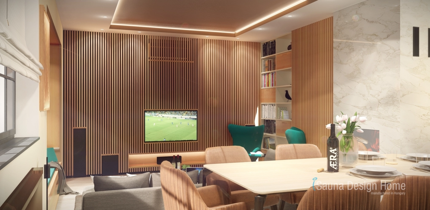 Medienwand aus Holz Linz