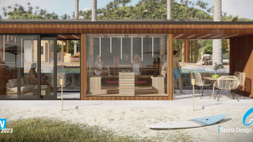 Saunahaus mit Wintergarten und Schiebetür - Oasis