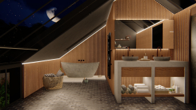 Wandverkleidung im Badezimmer Traunsee