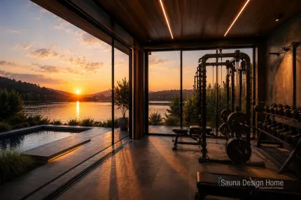 Fitnessraum zu Hause mit Sauna 