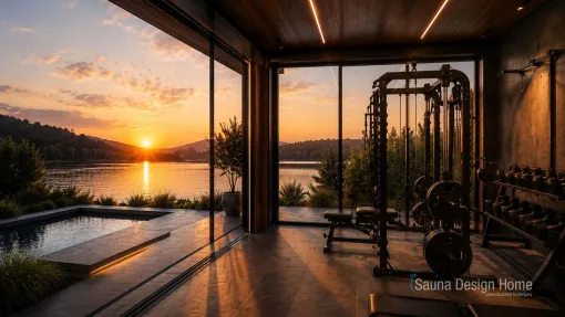 Fitnessraum zu Hause mit Sauna 
